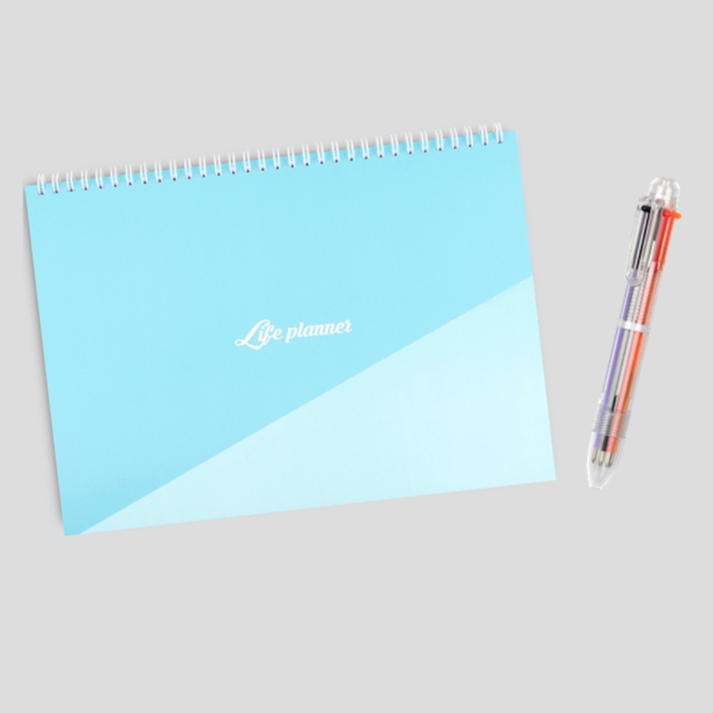 A4 Blue Life Planner with Multicolor Pen